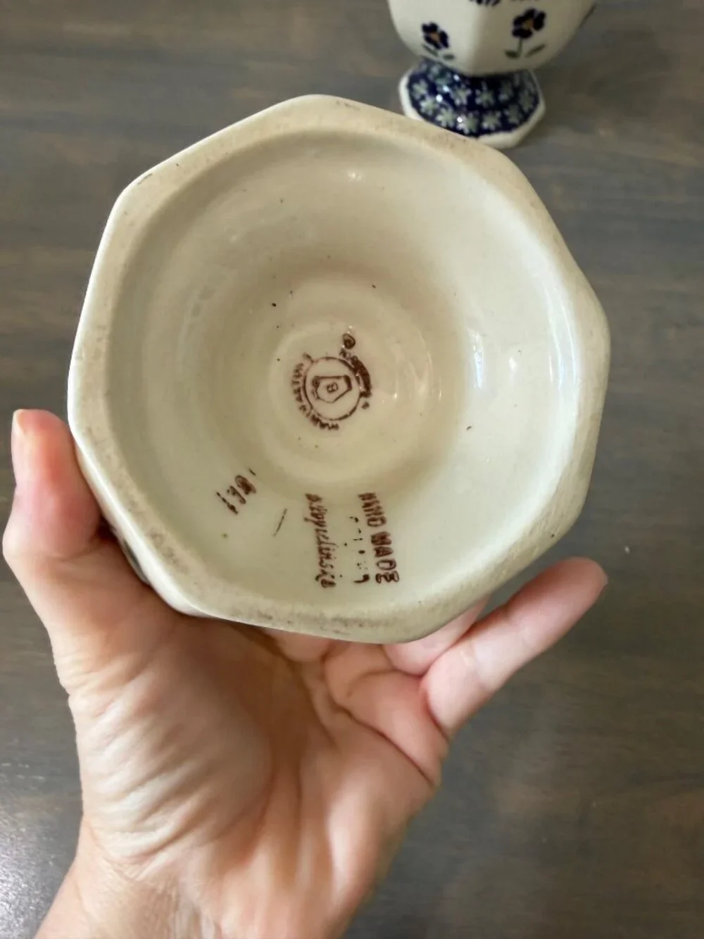 Set 2 Polish Boleslawiec Pottery Dessert Ice Cream Dish Pedestal Bowls